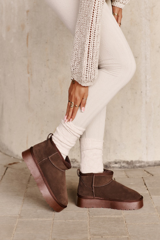 Stivali da neve bassi da donna in suede sintetico color marrone Nucca