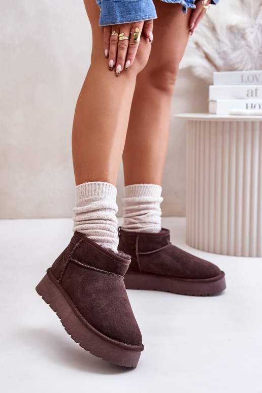 Stivali da neve bassi da donna in suede sintetico color marrone Nucca