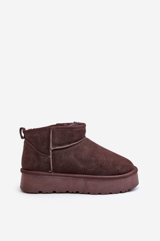 Stivali da neve bassi da donna in suede sintetico color marrone Nucca