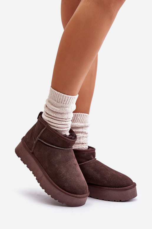 Stivali da neve bassi da donna in suede sintetico color marrone Nucca