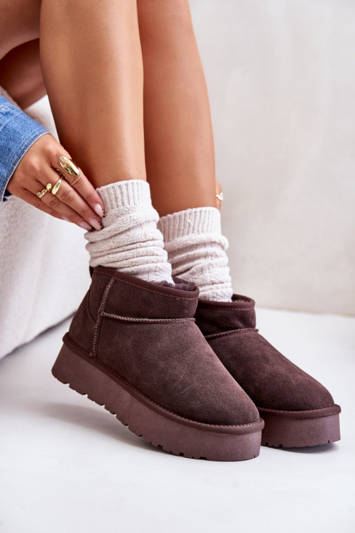 Stivali da neve bassi da donna in suede sintetico color marrone Nucca