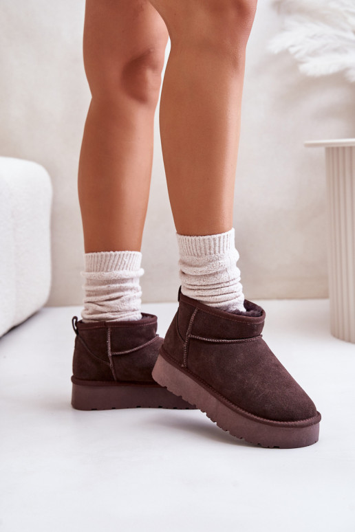 Stivali da neve bassi da donna in suede sintetico color marrone Nucca