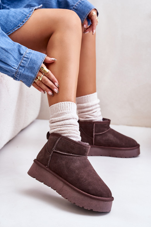 Stivali da neve bassi da donna in suede sintetico color marrone Nucca