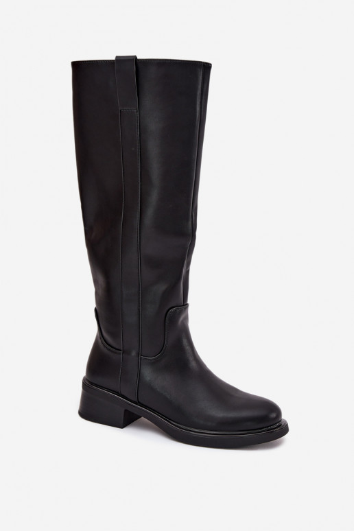 Stivali alti da donna con tacco basso in colore nero Averna