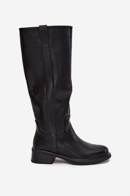Stivali alti da donna con tacco basso in colore nero Averna