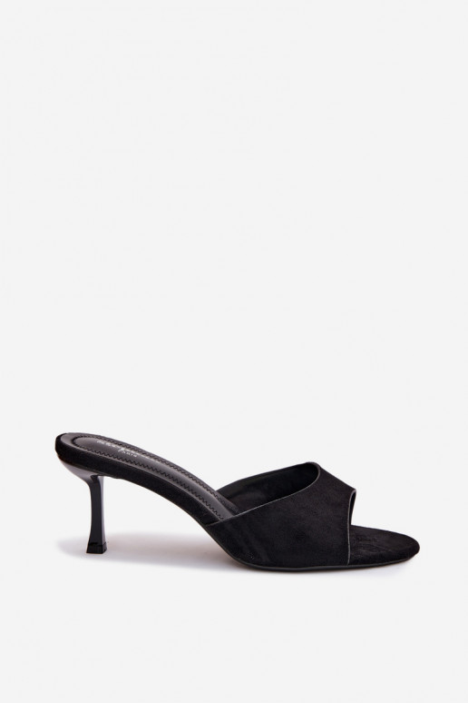 Infradito in suede sintetico con tacco sottile in colore nero Melissea