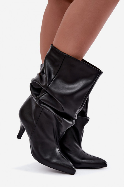 Stivaletti slouchy con tacco nero Gelra