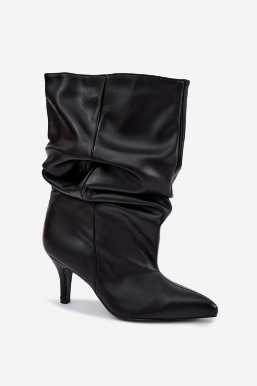 Stivaletti slouchy con tacco nero Gelra