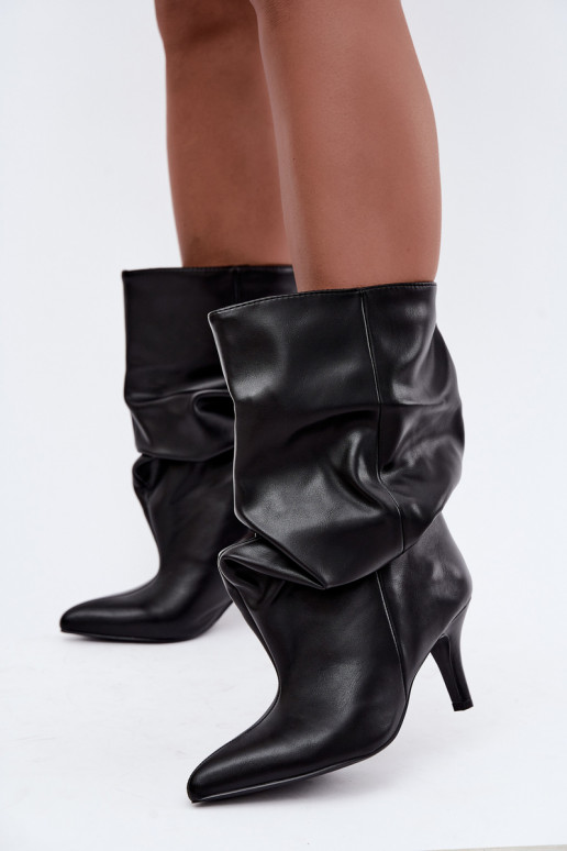Stivaletti slouchy con tacco nero Gelra