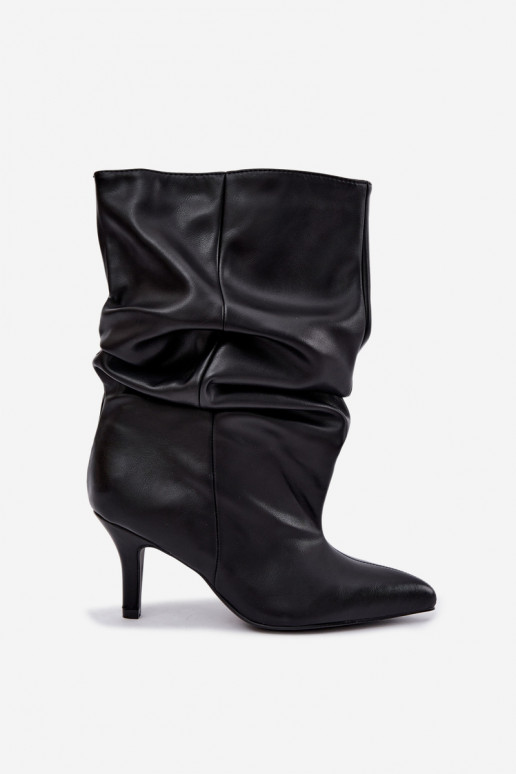 Stivaletti slouchy con tacco nero Gelra
