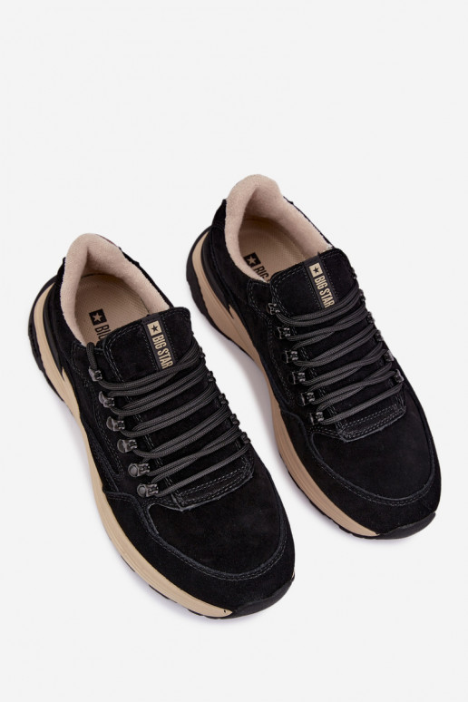 Sneakers da uomo in suede Big Star OO174321 neri