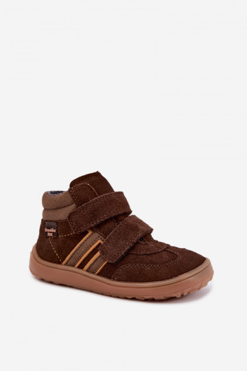 Calzature per bambini in suede artificiale Barefoot FRODDO G3110285-3 marroni