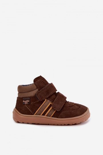Calzature per bambini in suede artificiale Barefoot FRODDO G3110285-3 marroni 2