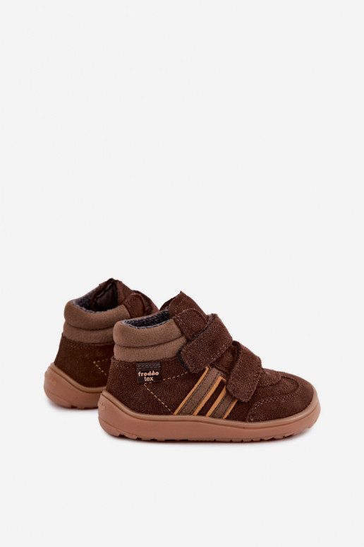 Calzature per bambini in suede artificiale Barefoot FRODDO G3110285-3 marroni