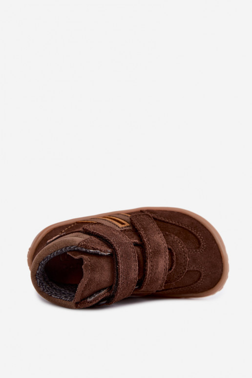 Calzature per bambini in suede artificiale Barefoot FRODDO G3110285-3 marroni