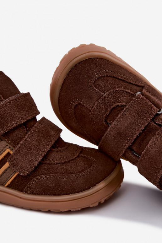 Calzature per bambini in suede artificiale Barefoot FRODDO G3110285-3 marroni