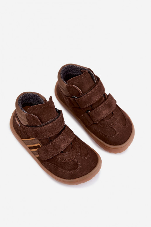Calzature per bambini in suede artificiale Barefoot FRODDO G3110285-3 marroni
