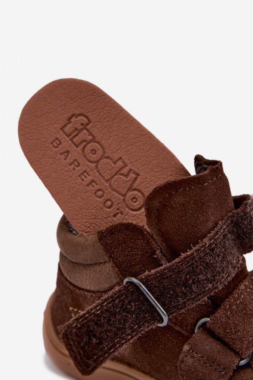 Calzature per bambini in suede artificiale Barefoot FRODDO G3110285-3 marroni