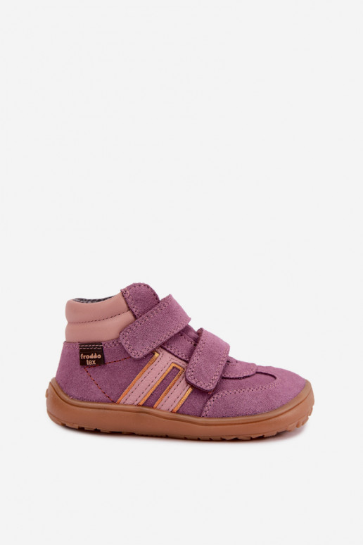 Calzature per bambini in suede artificiale Barefoot FRODDO G3110285-12 viola