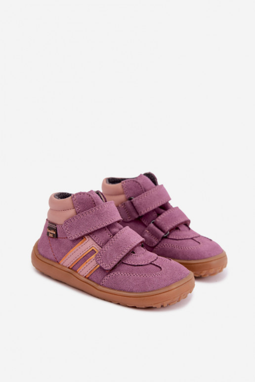 Calzature per bambini in suede artificiale Barefoot FRODDO G3110285-12 viola