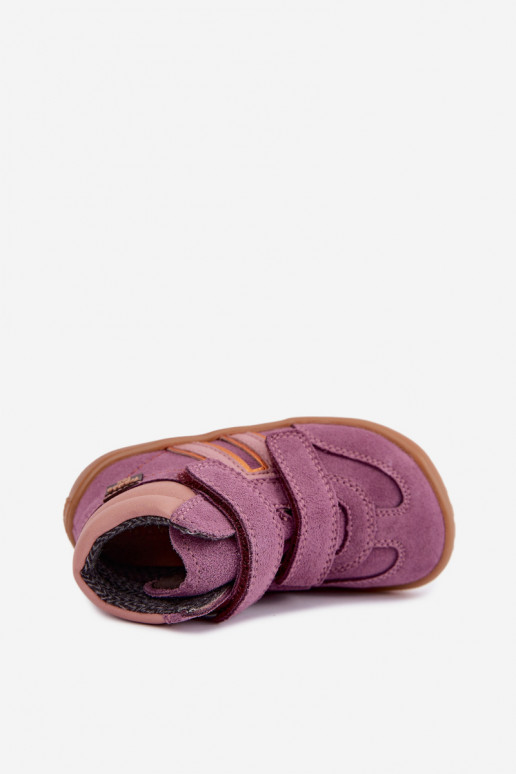 Calzature per bambini in suede artificiale Barefoot FRODDO G3110285-12 viola