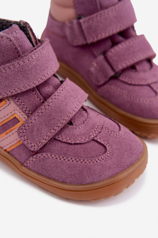 Calzature per bambini in suede artificiale Barefoot FRODDO G3110285-12 viola