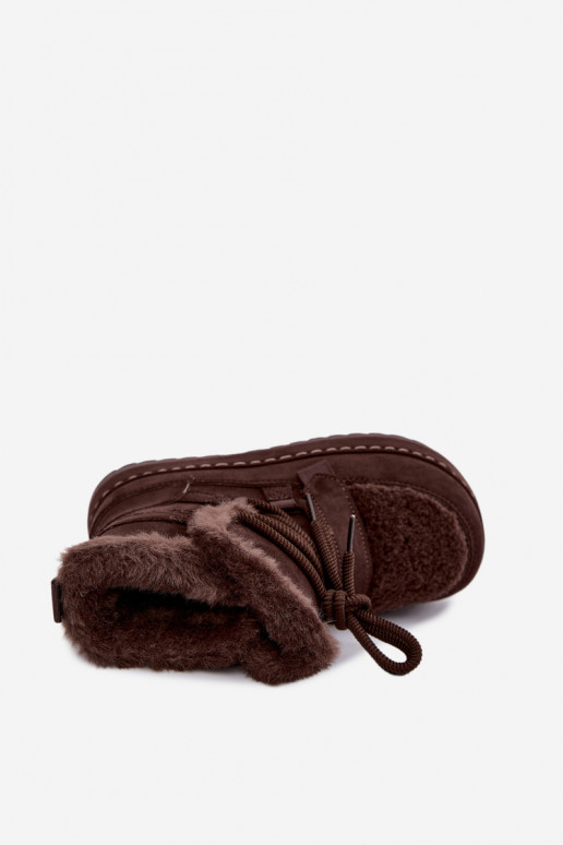 Stivali invernali con lacci e piattaforma color cioccolato Coraliah