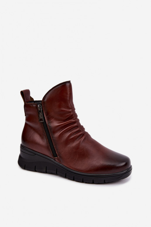 Stivaletti caldi con piattaforma e rouches Vinceza 133117 marroni