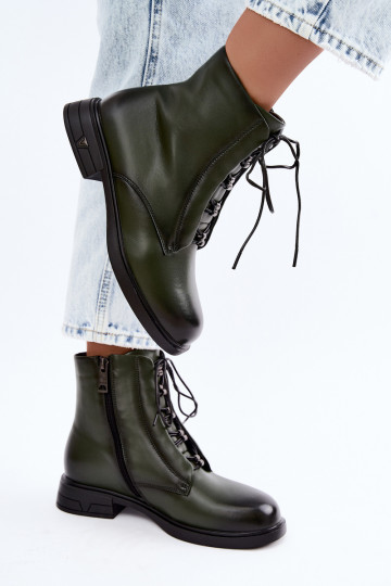 Stivaletti caldi in pelle naturale Vinceza 133113 khaki