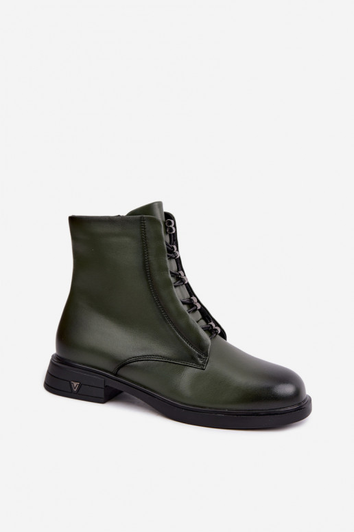 Stivaletti caldi in pelle naturale Vinceza 133113 khaki