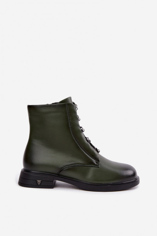 Stivaletti caldi in pelle naturale Vinceza 133113 khaki