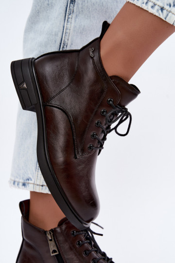 Stivaletti caldi da donna con tacco basso Vinceza 39953 cioccolato