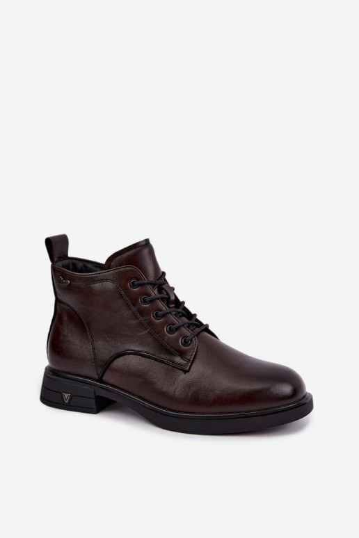 Stivaletti caldi da donna con tacco basso Vinceza 39953 cioccolato