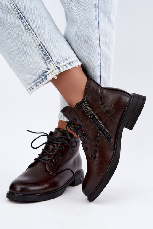 Stivaletti caldi da donna con tacco basso Vinceza 39953 cioccolato