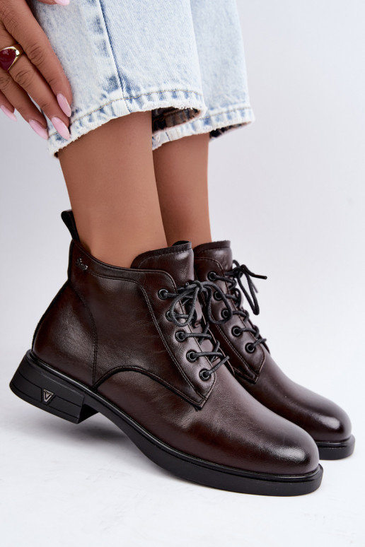 Stivaletti caldi da donna con tacco basso Vinceza 39953 cioccolato