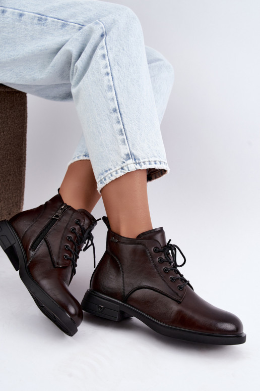 Stivaletti caldi da donna con tacco basso Vinceza 39953 cioccolato