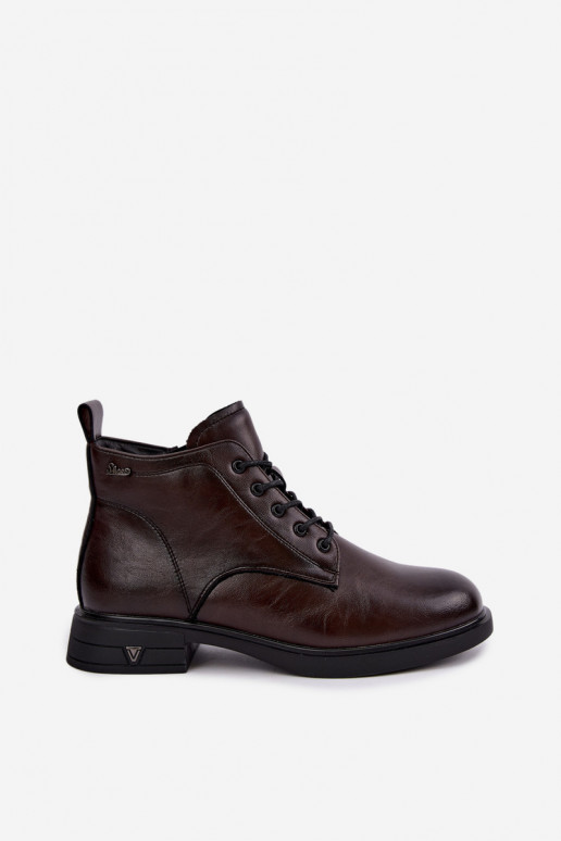 Stivaletti caldi da donna con tacco basso Vinceza 39953 cioccolato