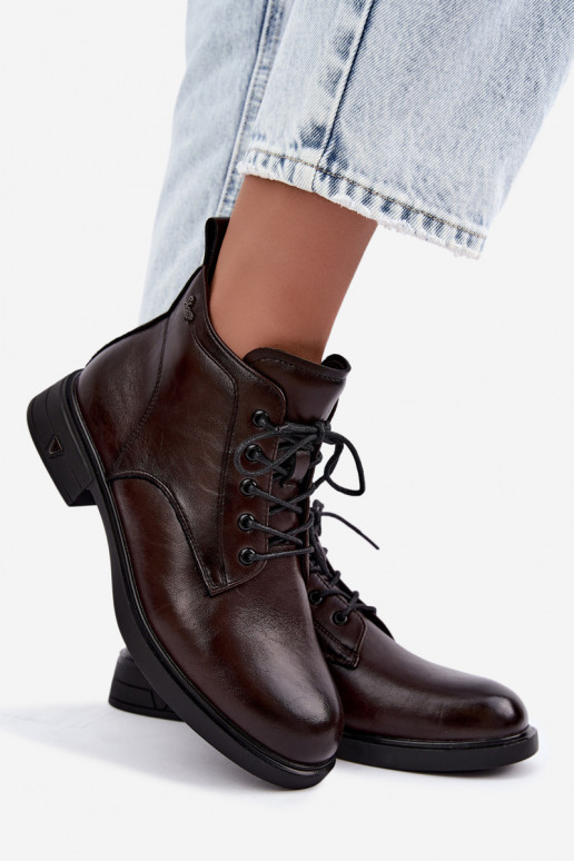 Stivaletti caldi da donna con tacco basso Vinceza 39953 cioccolato