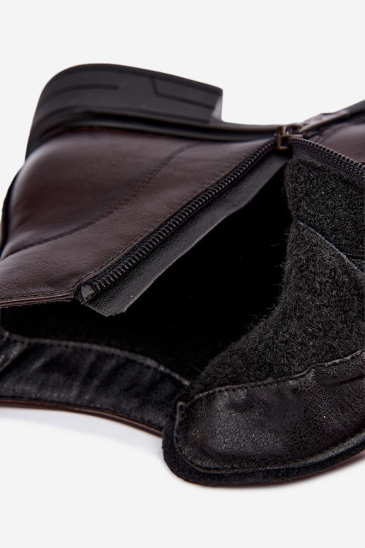 Stivaletti caldi da donna con tacco basso Vinceza 39953 cioccolato