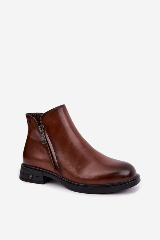 Stivaletti caldi da donna in pelle naturale Vinceza 133112 marroni
