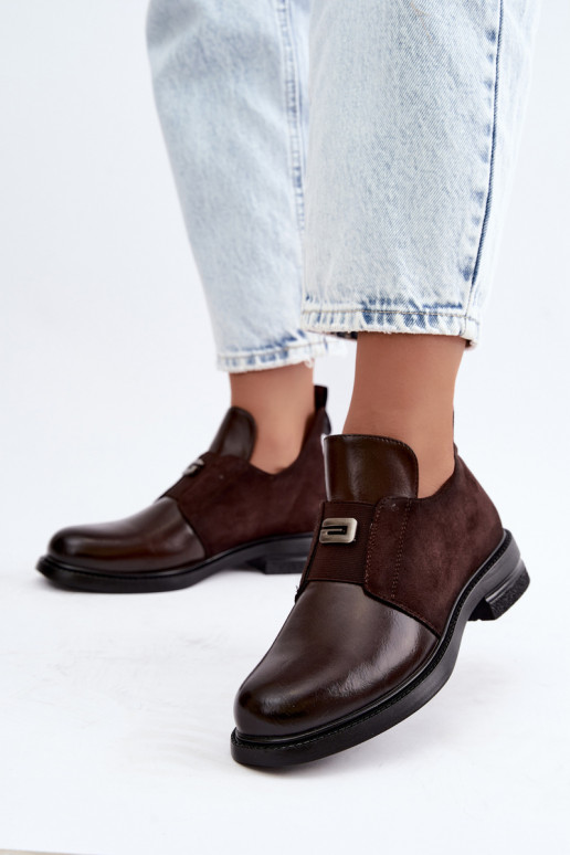 Stivaletti da donna con tacco largo e design slip-on Vinceza 58679 cioccolato