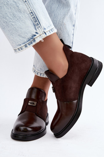 Stivaletti da donna con tacco largo e design slip-on Vinceza 58679 cioccolato 2