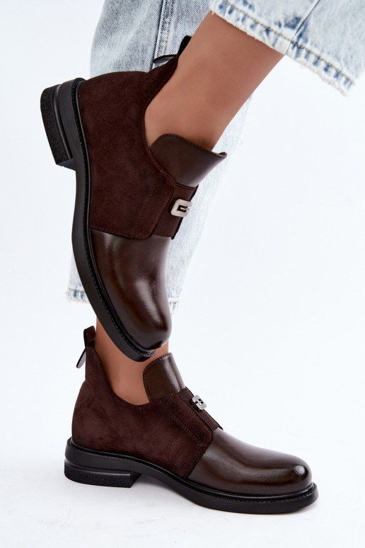 Stivaletti da donna con tacco largo e design slip-on Vinceza 58679 cioccolato