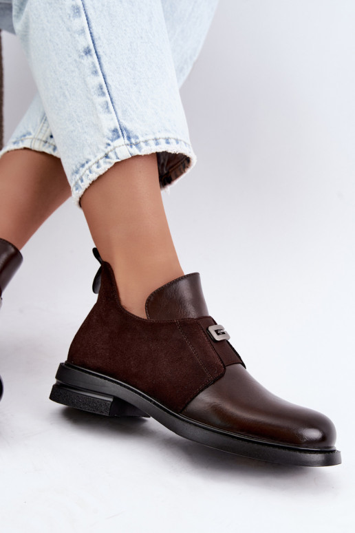 Stivaletti da donna con tacco largo e design slip-on Vinceza 58679 cioccolato