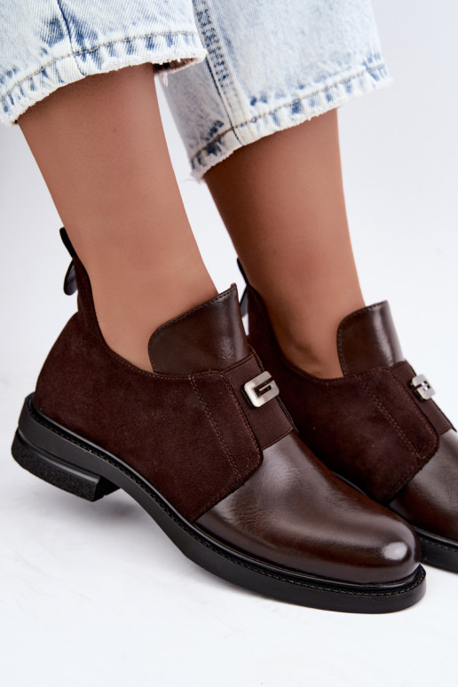 Stivaletti da donna con tacco largo e design slip-on Vinceza 58679 cioccolato