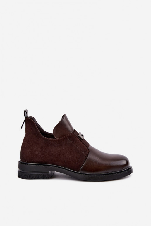 Stivaletti da donna con tacco largo e design slip-on Vinceza 58679 cioccolato