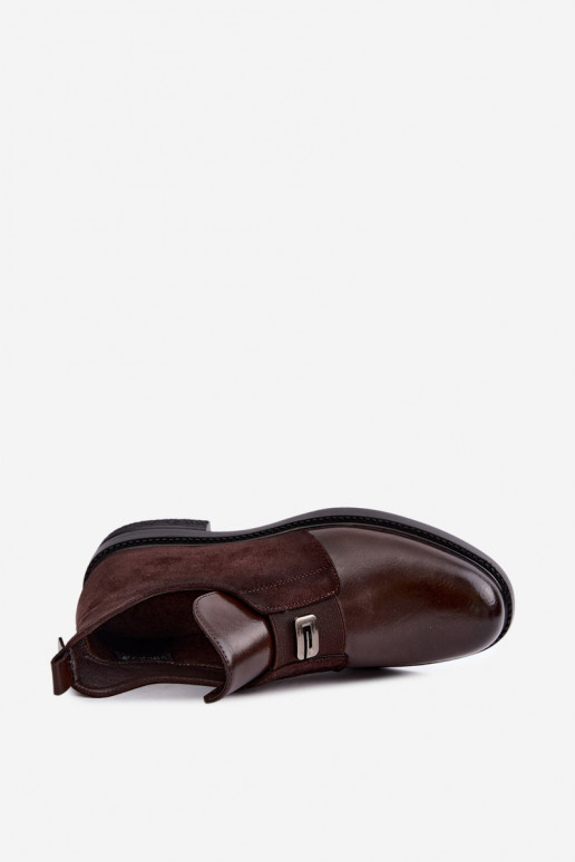 Stivaletti da donna con tacco largo e design slip-on Vinceza 58679 cioccolato