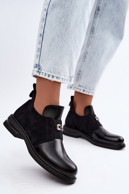 Stivaletti da donna con tacco largo e design slip-on Vinceza 58679 neri
