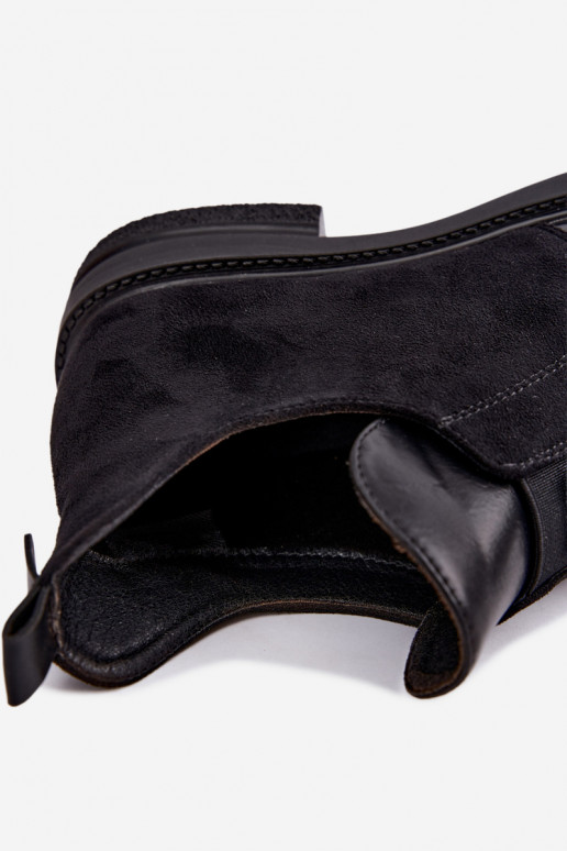 Stivaletti da donna con tacco largo e design slip-on Vinceza 58679 neri