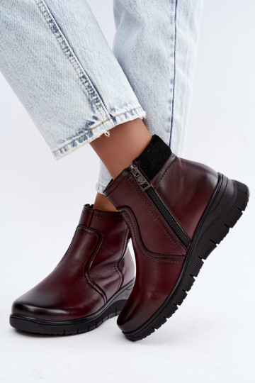 Stivaletti in pelle isolati con plateau Vinceza 133116 in colore bordeaux